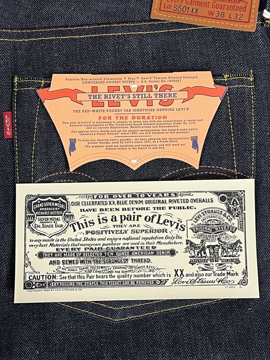 LEVIS VINTAGE CLOTHING LVC 1944 501XX RIGID 38X32 NWT JAPAN LEVIS VINTAGE CLOTHING LVC 1944 501XX RIGID 38X32 NWT JAPAN