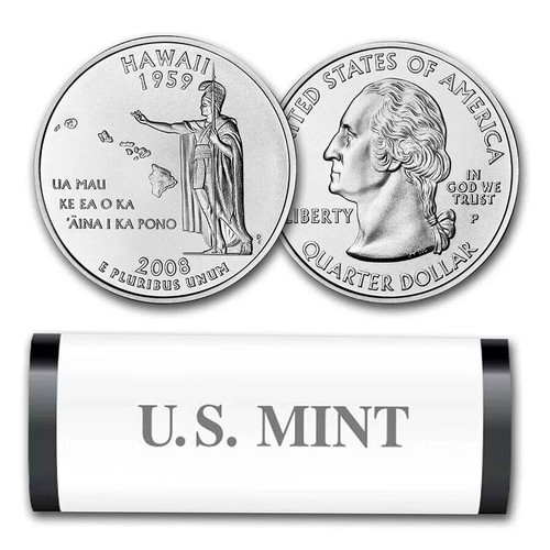 $10 ~ PROOF UNCIRCULATED ~ 2008 P ~ State of Hawaii ~ Bank Wrapped Roll Quarters - Picture 9 of 11