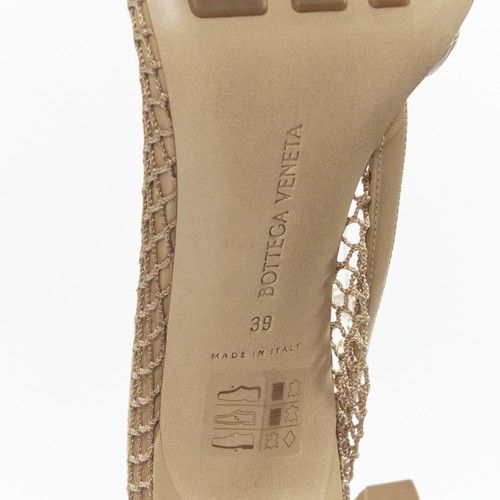 BOTTEGA VENETA Runway Daniel Lee beige résille chaîne dorée mode talon haut EU39,5