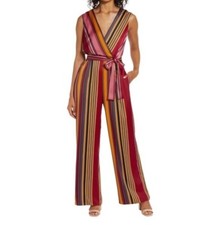 Maggy London Wide Leg Jumpsuit in Gold Stripe