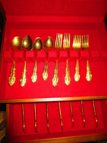 39 PC. Hanford Forge H.F. Ltd. Flatware SERVICE FOR 8 Gold Plated Stainless~VGC - Picture 12 of 14