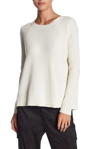 W266 NWT VINCE COTTON CASHMERE SLIT BACK WOMEN SWEATER SIZE M $325 - Picture 1 of 3