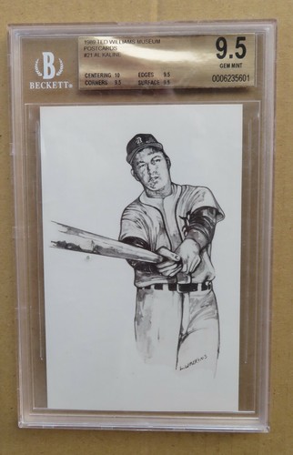  Detroit Tigers Al Kaline Ted Williams Museum Postcard Beckett 9.5 Ltd 1 of 100  - Picture 1 of 4