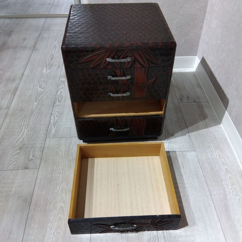 Japanische antike Kamakura Schnitzerei Holzkiste Kohikidashi B10,2 x T10,2 x H13,0 Zoll FS - Bild 11 von 15