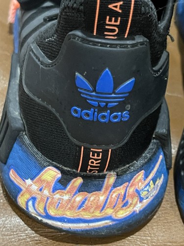 Adidas NMD R1 Graffiti Black Bluebird Pre-Owned Men's US Size 11 - Picture 3 of 8