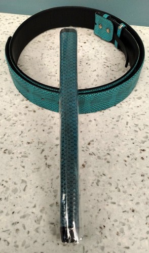 New Xotic Snakeskin Laced Leather Putter Grip & Belt Strap - Tiffany Blue - Picture 2 of 3