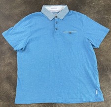 Ted Baker London Polo Golf Shirt Mens size 5 Large Short Sleeve Geometric Trim