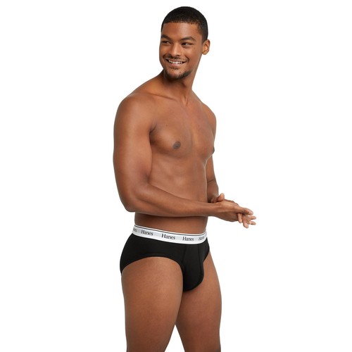 Hanes Men's Brief Moisture Wicking Stretch Cotton 3-Pack Black, Camo, Grey Small - Picture 3 of 8