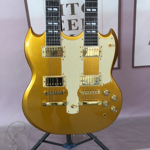 Chitarra Elettrica 6+12 Corde Doppio Collo SG Gold Top Gold Hardware Consegna Rapida - Foto 5 di 7