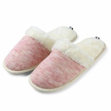 Lady Pink Plush Slip-on Slippers Winter Warm Indoor Soft Memory Foam Sole Shoes