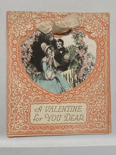 RUST CRAFT Valentines Greeting Card Die Cut Heart Airbrushed c1928