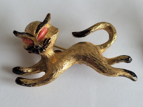 VINTAGE Set Of 2 Playful Siamese CAT Pins Kittens Brooches Pin - Picture 2 of 5