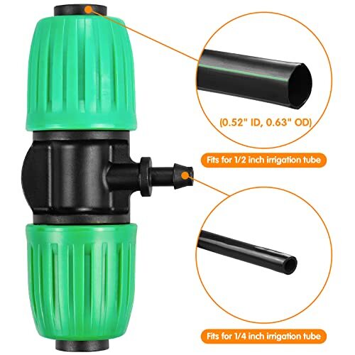  Drip Irrigation Fittings for 1/2 inch Tubing(0.63" OD) to 1/4 inch Irrigation  - Picture 3 of 7