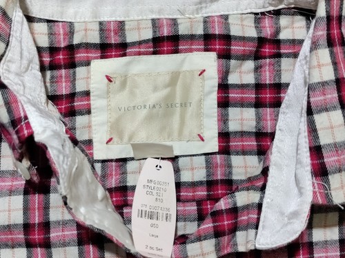 Pijama Victoria's Secret manga larga abotonada top grande a cuadros - Imagen 2 de 4