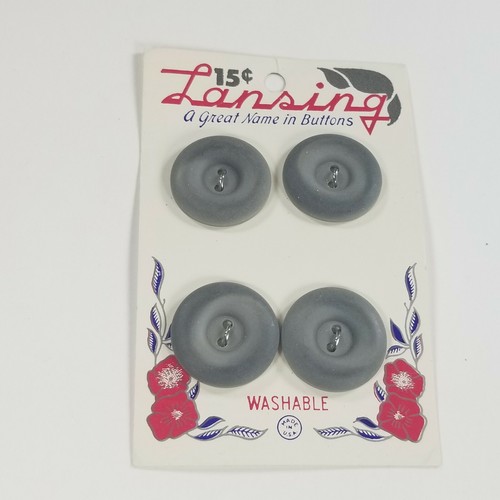 Vintage Lansing Buttons Two Hole Flat New Old Stock Gray