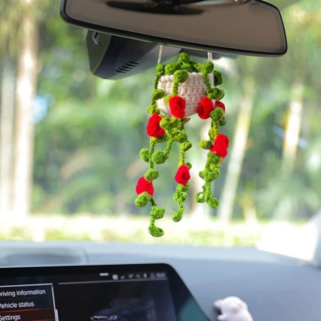 1x Hand Knitting Needle Flower Car Rearview Mirror Gxpa Hanging Decor L5O9 1x Hand Knitting Needle Flower Car Rearview Mirror Gxpa Hanging Decor L5O9