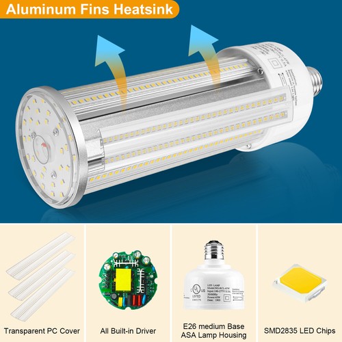 45W LED Corn Light Bulb 5000K For Warehouse Basement Barn Lamp E26 Standard Base - Picture 5 of 11