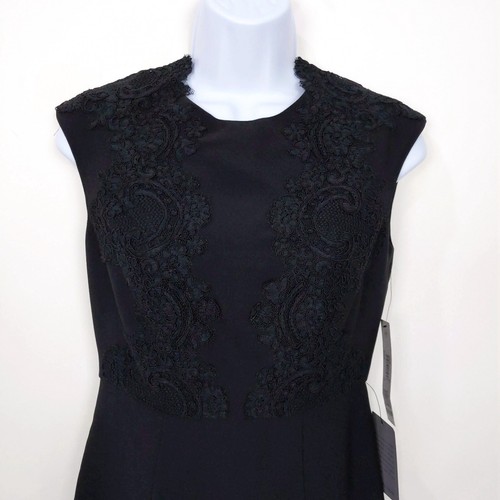 Maggy London Größe 0P Damen Mystic Krepp & Spitze Midi Etui-Kleid In Schwarz - Bild 7 von 11