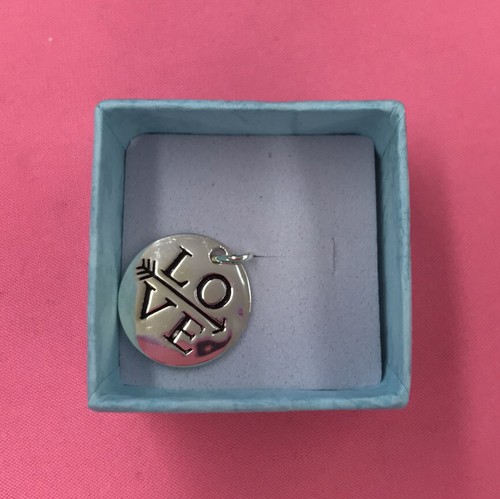 Sterling Silver Charm. Round. LOVE with Arrow. New. Comes with Box - Picture 3 of 5