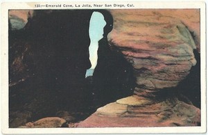 Emerald-Cove-La-Jolla-Ca-Vintage-Postcard-California-White-Border
