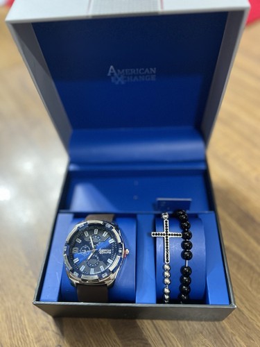 American Exchange Men’s Watch and Two Bracelet Set New - Picture 2 of 6