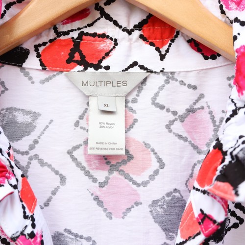 Multiples Tunic Top Blouse Womens XL Shirt Button Down Pink Orange White Black - Picture 4 of 8