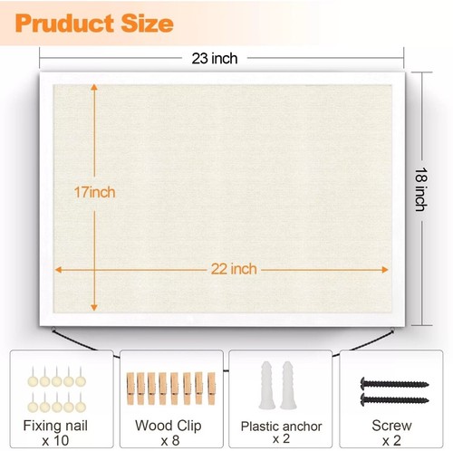 Large Bulletin Board 23x18inch with Linen Rope Cork Boards Wall Decor Picture... - Picture 7 of 8