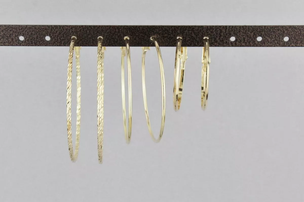 Gold hoop earrings set 3 pair Big hoops earrings metal leverback