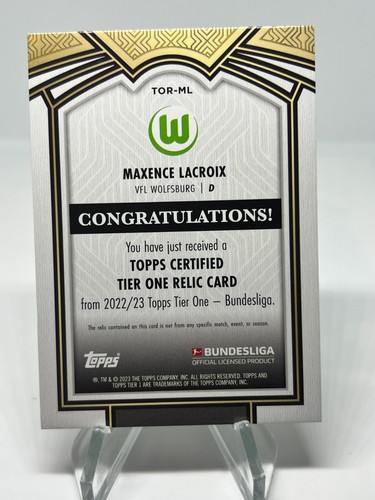 2022-23 Topps Tier One Bundesliga Maxence Lacroix Tier One Relic /144 #TOR-ML - Picture 2 of 2
