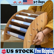 Office Desk Tidy Documents Files Paper Wooden Tray Organiser Book Storage Holder