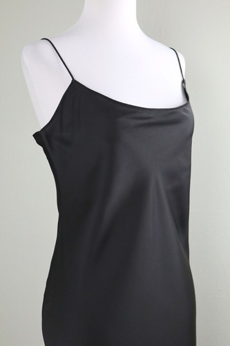 J.CREW NWT $98 Solid Black Gwyneth Luster Charmeuse Slip Midi Dress Size 10 - Picture 4 of 7