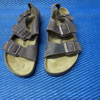 Birkenstock Milano Birko-Flor Brown Leather Sandals Size 43 M 10 Milano - Birko-Flor® (Ladies main image 2