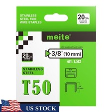 Heavy Duty 304 Stainless Steel T50 Staples 3/8" 1512 Count Gun Silver 20 Gauge