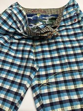 Robert Graham Blue Striped Checkered Board Shorts Trunks Men Size 34