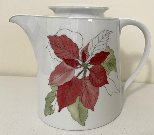 Block Spal Poinsettia Hand Painted Tea Pot Mary Lou Goertzen Water Colors NEW - Picture 3 of 8