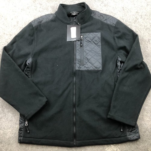 Solaris Jacket Men Large Black Full Zip Fleece Pockets Logo Outdoors Hiking - Picture 2 of 13