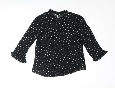 Forever New Damenbluse schwarz Viskosemischung Größe 8 Stehkragen Stern