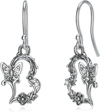 Flower Drop Earrings Butterfly Dangle Heart Earrings for Women Jewelry Gifts