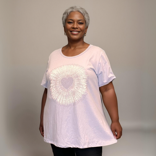 ROCKTHOSECURVES WOMENS TOP STUDDED CIRCLE A-LINE SHORT SLEEVE T-SHIRT - Picture 3 of 10