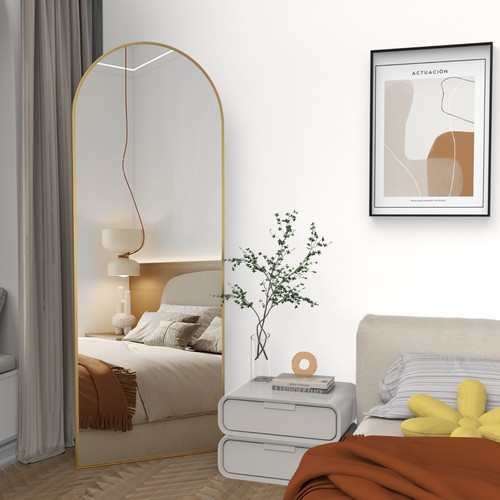 CASSILANDO Arched Full Length Mirror 162*53cm Floor Mirror Metal Frame - Picture 31 of 45
