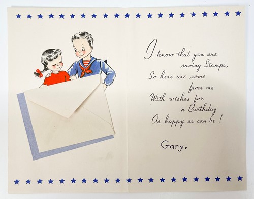 Uncle Sam Patriotic 1942 Official US War Stamp Birthday Greeting Card WWII WW2 - Picture 3 of 4