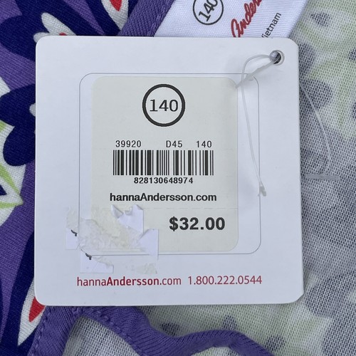 Hanna Andersson Sun Dress Girls size 140 10 Spaghetti strap ruffle print purple - Picture 7 of 8