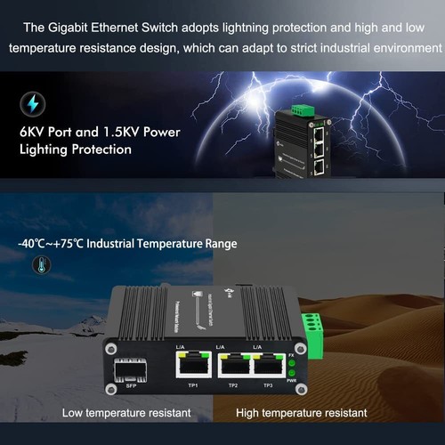 Industrial 3-Port 10/100/1000T 802.3at PoE+ 1-Port 100/1000X SFP Ethernet Switch - Picture 2 of 13