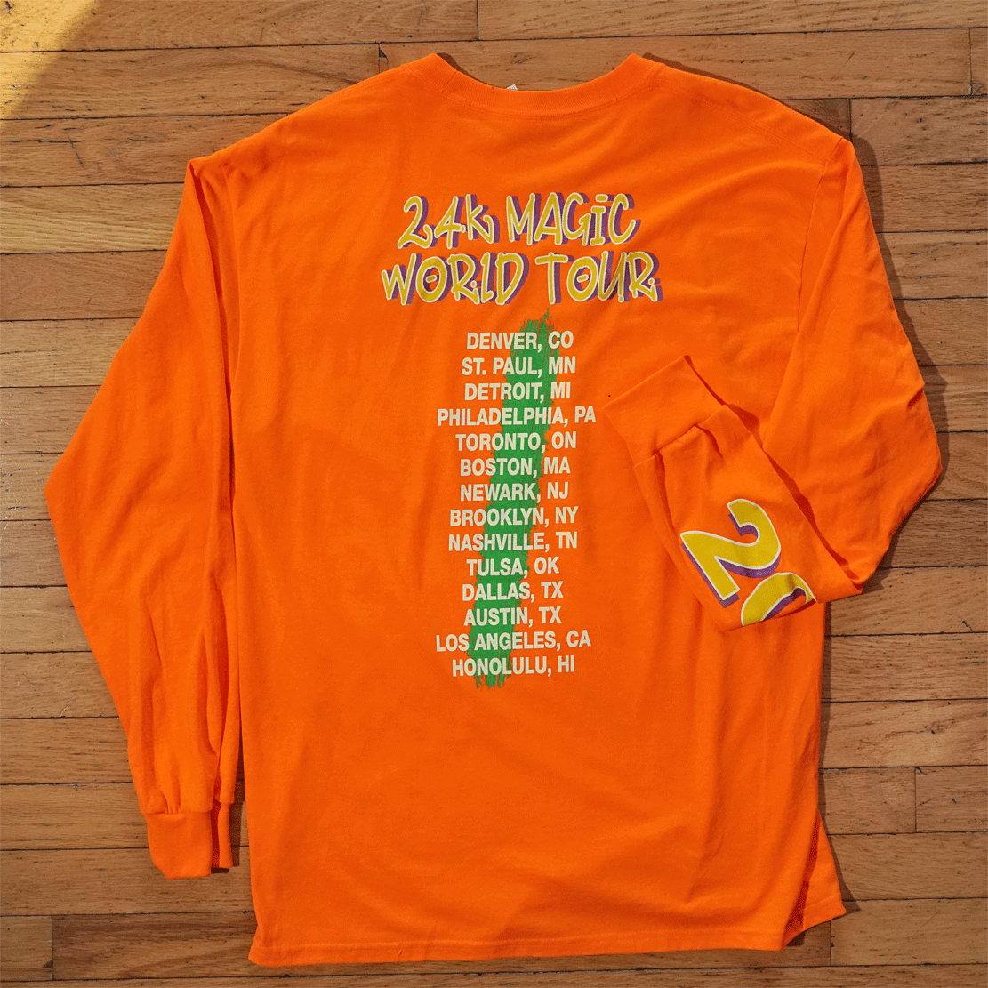Bruno Mars 24k Magic World Tour 2018 Orange T-Shirt Long