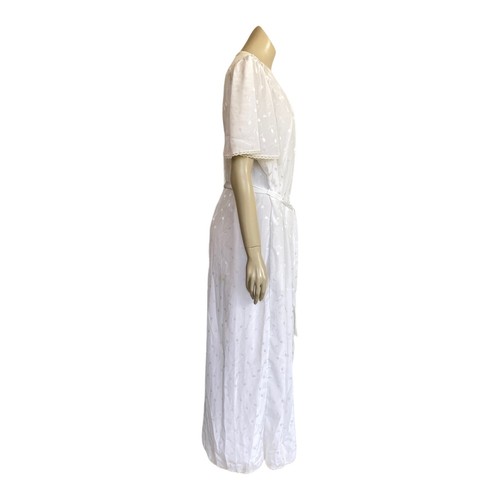 1980s Night Magic 2Pc Nightie & Gown Sz 14 Long Light Polyester Lace Trim White - Picture 17 of 21
