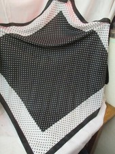 Vintage Italy polyester Ladies Scarf black white Polka Dots