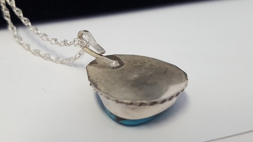 Turquoise Sterling Silver SW Pendant Necklace Handmade 925 Vintage 18" Chain - Imagen 12 de 23