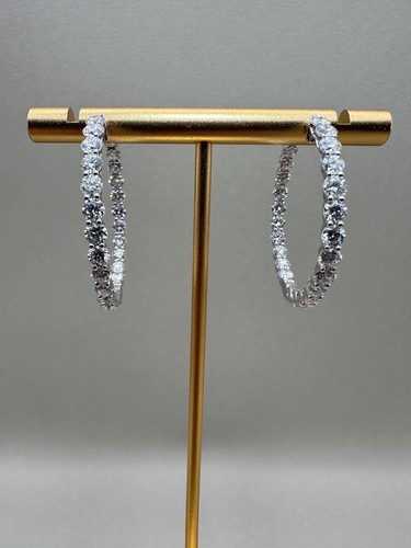 Creolen 9 kt Weißgold 5,89 kt Laborgezüchtete Diamanten LGSL33 - Bild 1 von 23