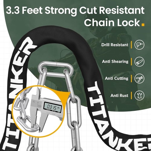 Bike Chain Lock 3.3ft Heavy Duty Anti-Theft (6/8/10mm) - Picture 2 of 8