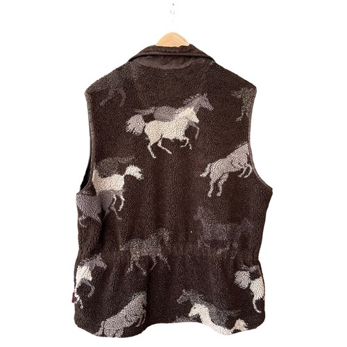Woolrich Womens Equestrian Faux Sherpa Sleeve Zip Up Vest Brown Size Large - Picture 5 of 7